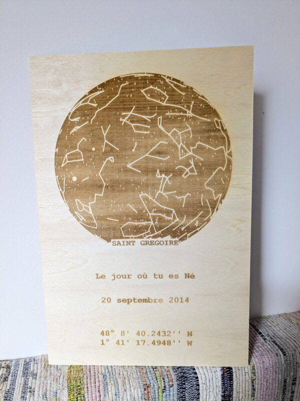 Panneau Bois Constellation personnalisé
